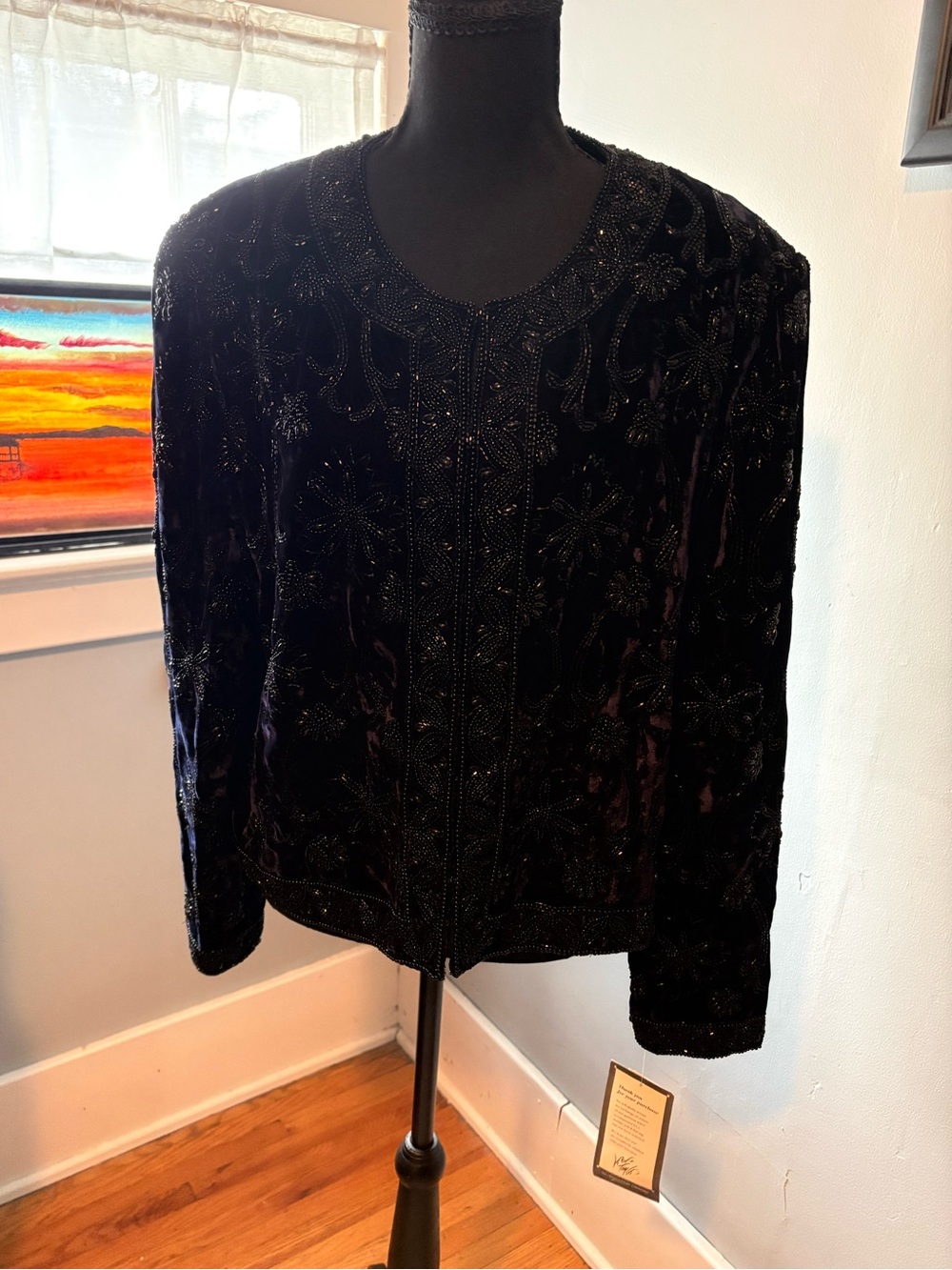 Vintage Adrianna Papell Evening Navy Blue Beaded Sparkle Jacket NWT size XL